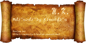 Mészöly Kleofás névjegykártya